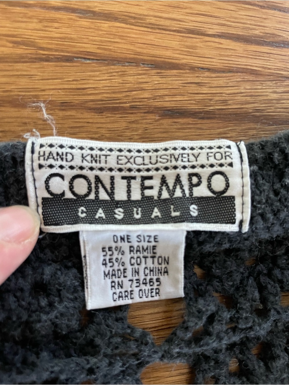 Vintage 90s Hand Knit Crochet Long Sleeve Sweater Top Blouse Black Cottagecore - Picture 7 of 10